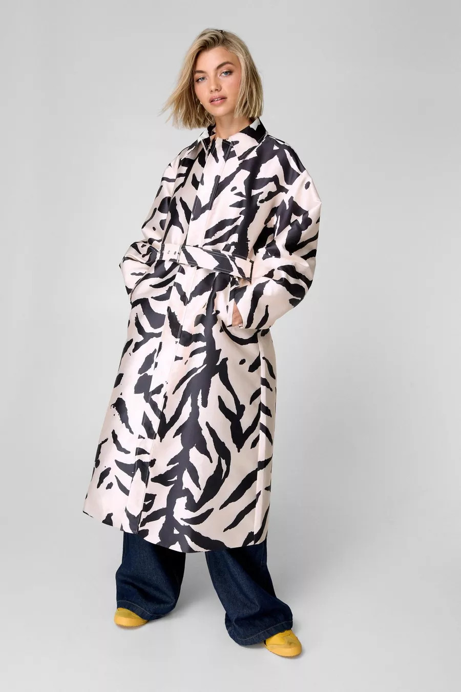 Premium Zebra Satin Twill Car Coat | Nasty Gal US
