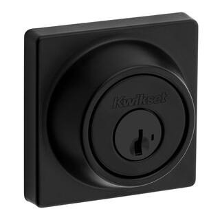 660 Contemporary Square Matte Black Single Cylinder Deadbolt featuring SmartKey Security and Micr... | The Home Depot