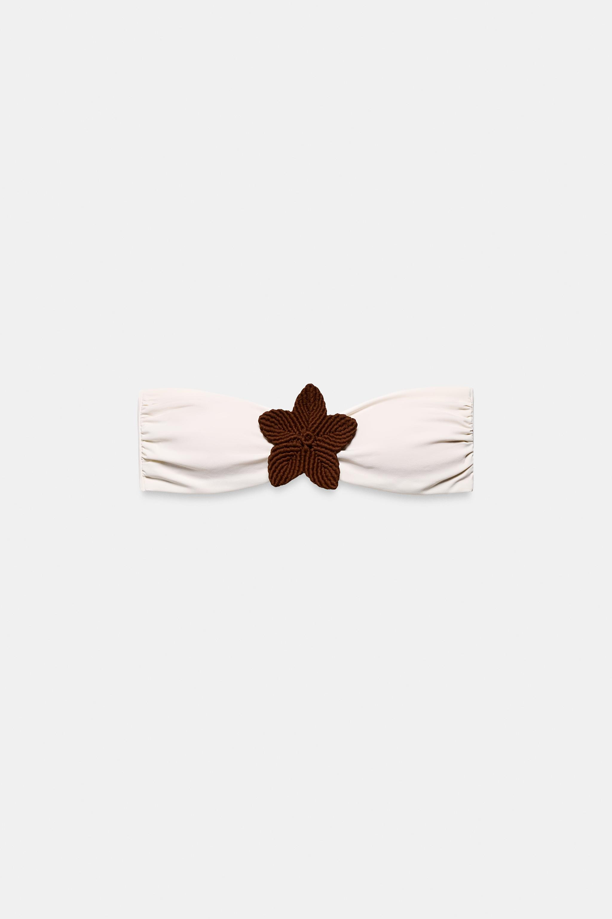 CROCHET FLOWER BANDEAU BIKINI TOP | Zara Canada