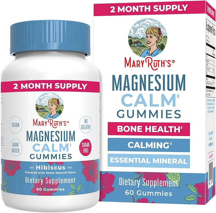 MaryRuth Organics Magnesium Citrate Gummies | 2 Month Supply | Sugar Free | Magnesium Supplement | Calm Magnesium Gummies for Adults & Kids 4+ | Bone & Gut Health | Vegan | Non-GMO | 60 Count | Amazon (US)