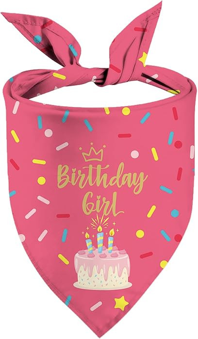 Birthday Girl Dog Bandana Puppy Scarf, Adjustable Triangle Double-Layer Reversible Pet Bandanas f... | Amazon (US)