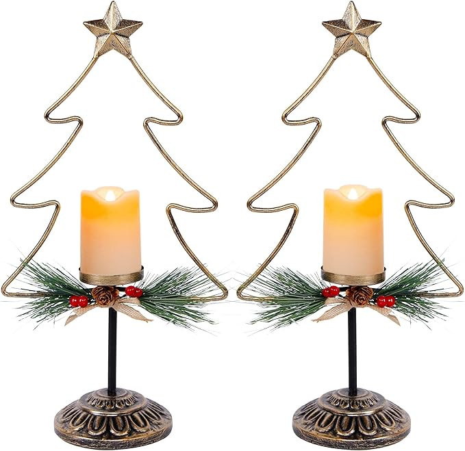 FORUP Lighted Christmas Table Decorations, Battery Operated Christmas Tree Lights, Christmas Flam... | Amazon (US)