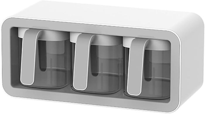 Seasoning Organizer Box, ABS Condiment Seal Jar Spice Container with 3 Spoons, Clear Condiment Ca... | Amazon (US)