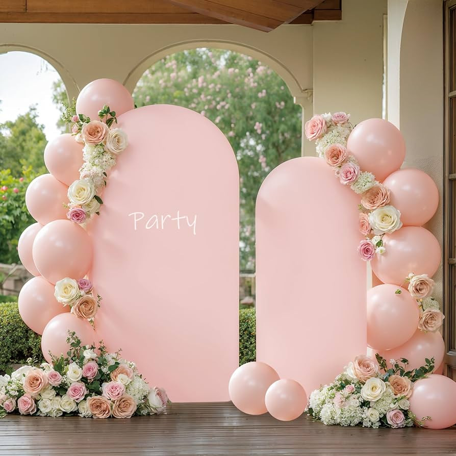 Pink Arch Cover 2 Set - 7.2 and 6ft Pink Arch Backdrop Cover Spandex Wedding Arch Stand Covers fo... | Amazon (US)