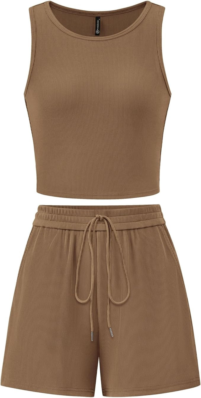 PRETTYGARDEN Lounge Sets for Women 2025 Summer Two Piece Matching Outfits Beach Vacation Clothes ... | Amazon (US)