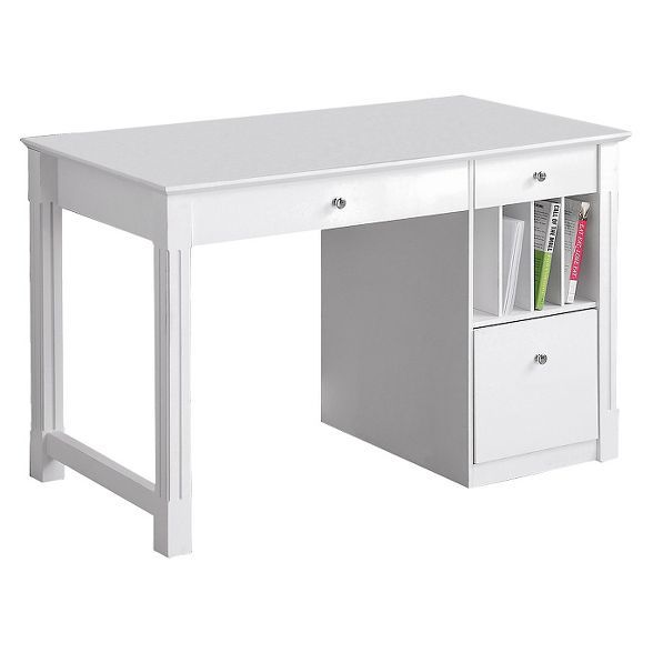 Home Office Deluxe Storage Computer Desk - White Wood - Saracina Home | Target