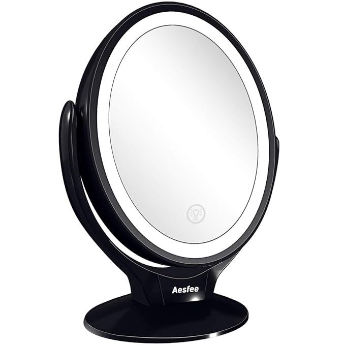 Aesfee LED Lighted Makeup Vanity Mirror Rechargeable,1x/7x Magnification Double Sided 360 Degree ... | Amazon (US)