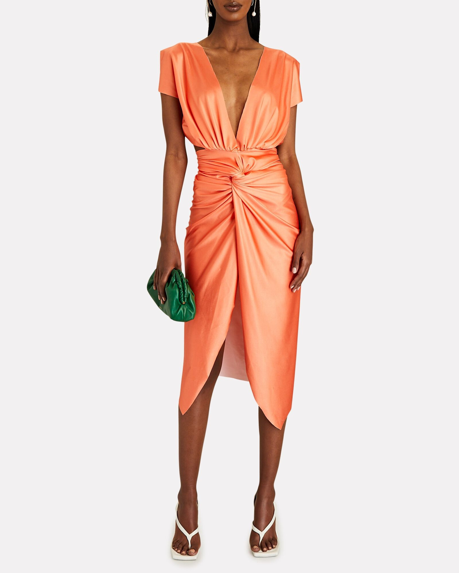 Mia Knotted Satin Midi Dress | INTERMIX