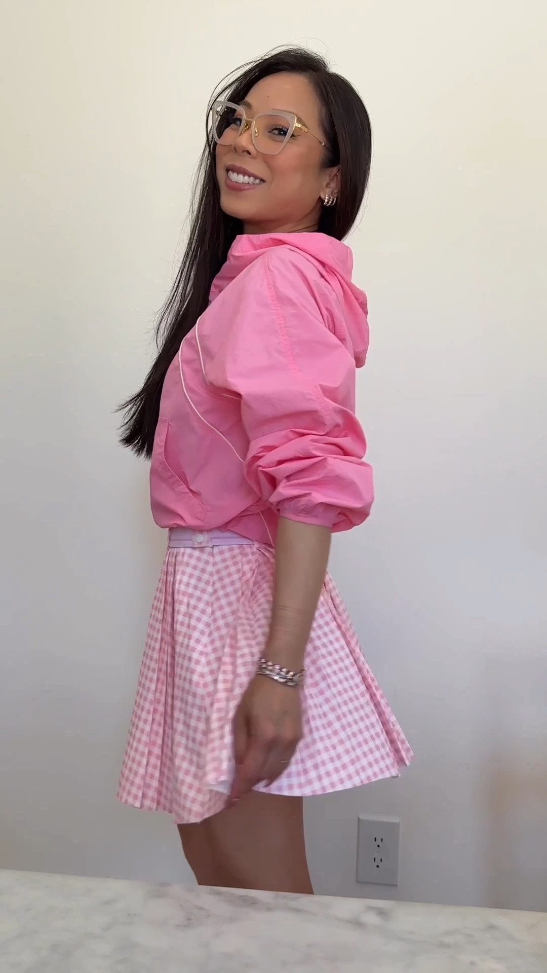GRWM 💓 wearing @jenniferlake x @cuddlduds pink stripe sleepwear set, and changed into @Skims Cotton Rib Tank Top in Cherry Blossom, @Malbon x @HVN Joelle Skirt and Allita Socks, @lululemon Scuba Cropped Anorak, and @Nike US Air Jordan 1 Triple Stacks in pink. Prescription glasses are Valentino, bag is Louis Vuitton Alma BB, and makeup pouch was handmade by @happystiches!

🧖🏻‍♀️ Skincare and 💋 makeup used:
OneSkin OS-01 Eye Cream
Glow Recipe Dew Shield SPF 30 Hydrating Fluid Sunscreen
Pixi LipTone pH Reactive Gloss
Elemis Superfood Glow Priming Moisturiser
IT Cosmetics Do It All Sheer Tint Face Balm and brush
L'Oreal Unbelieva Brow
Too Faced Love Flush Glowing Liquid Blush
IT Cosmetics Bye Bye Under Eye Concealer
Charlotte Tilbury Super Nudes Easy Eyeshadow Palette
Velour Beauty Too Real Lash Extension Tweezer Tool
Maybelline TattooStudio Liquid Ink Eyeliner Eye Makeup, Ink Black
Yves Saint Laurent Lash Latex Mascara
Too Faced Lip Injection Maximum Extra-Strength Lip Plumper
Skindinavia Makeup setting spray

#LTKmorningroutine #LTKootd #LTKOver40