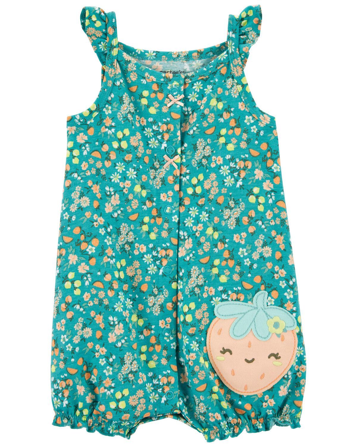 Green Baby Floral Strawberry Jersey Romper | carters.com | Carter's