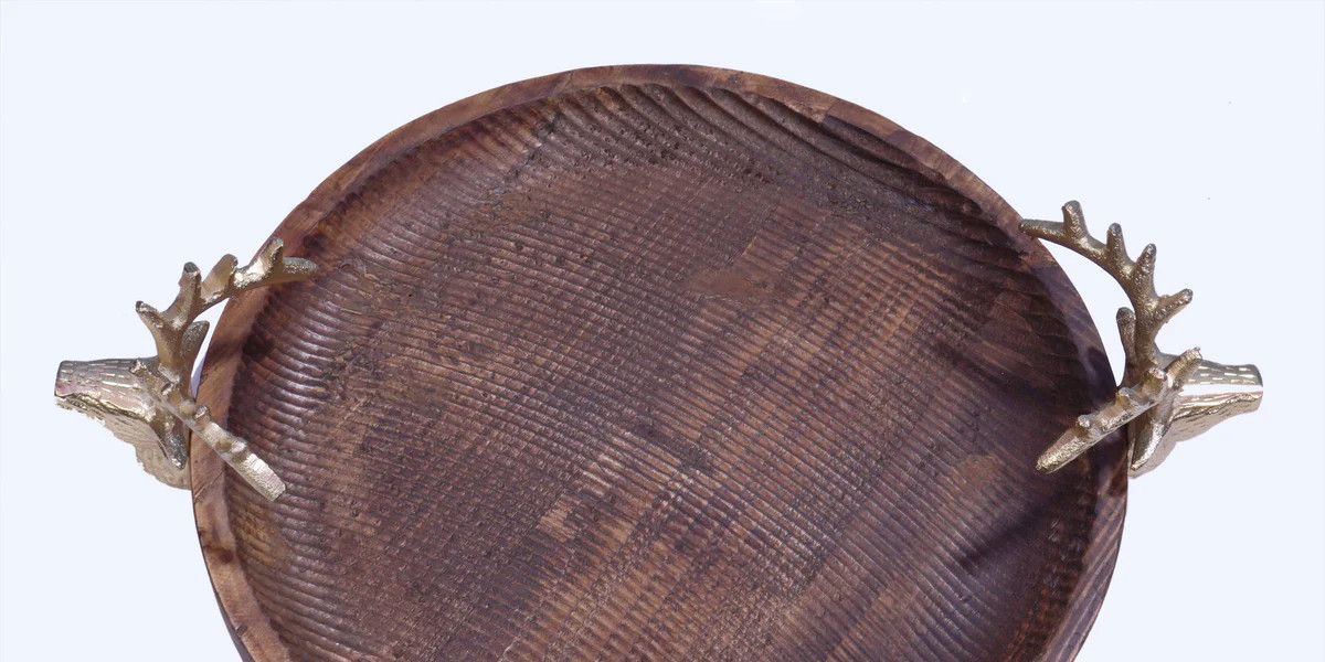 14.5" Reindeer Recycled Wooden Tray | Linen & Clove