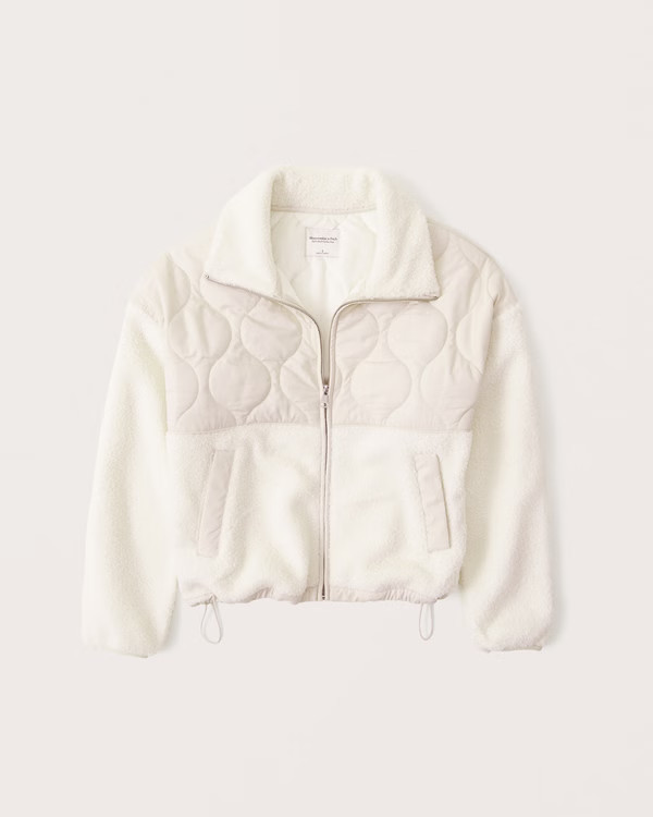 Cinched Cocoon Sherpa Quilted Full-Zip | Abercrombie & Fitch (US)