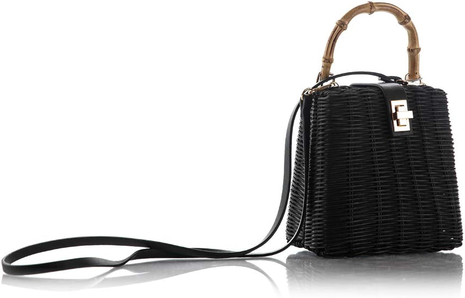 With All Things"Back To Bali" Bamboo Top Handle + Strap Straw Grab Bag | Amazon (US)