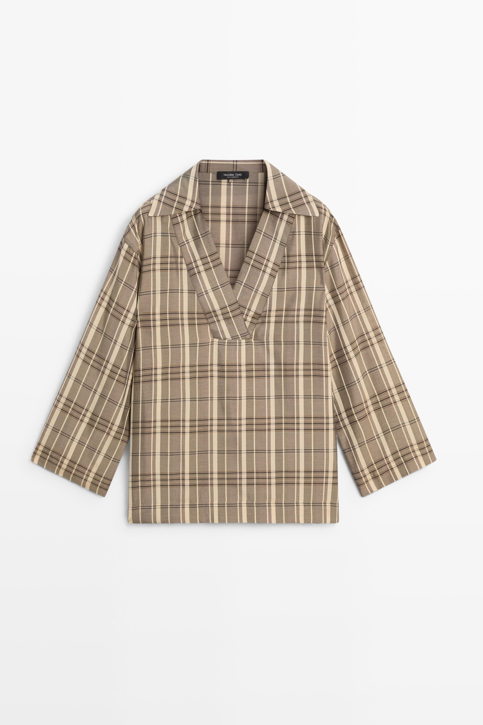 Polo oversize à carreaux - GRIS | Massimo Dutti FR