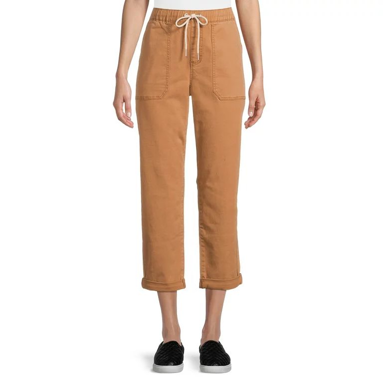 Time and Tru Women's High Rise Relaxed Fit Cropped Utility Pants | Walmart (US)