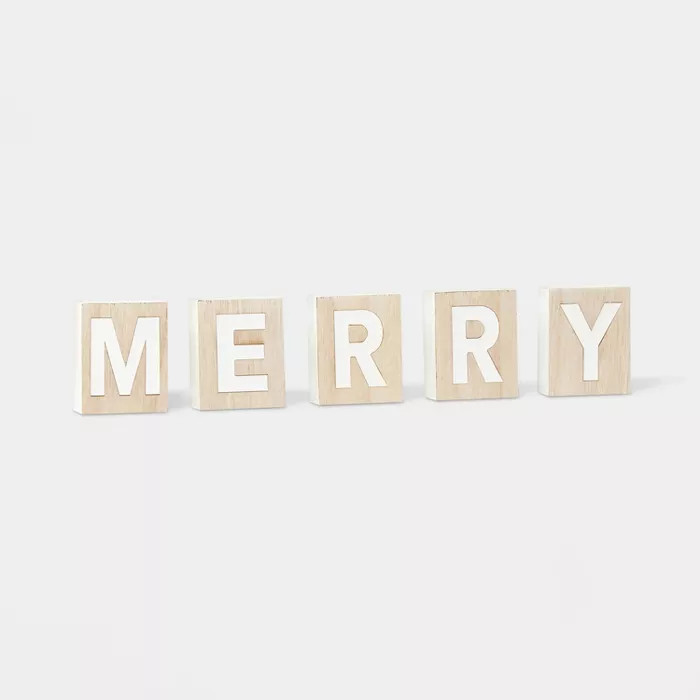 Merry & Peace Reversible Block Sign Decorative Figurine White - Wondershop™ | Target