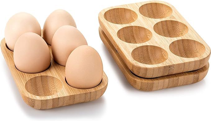 Mini Bamboo 18 Egg Holes Tray Set, 3 small Racks ,Premium Rustic Wooden Egg Holder For Deviled Eg... | Amazon (US)
