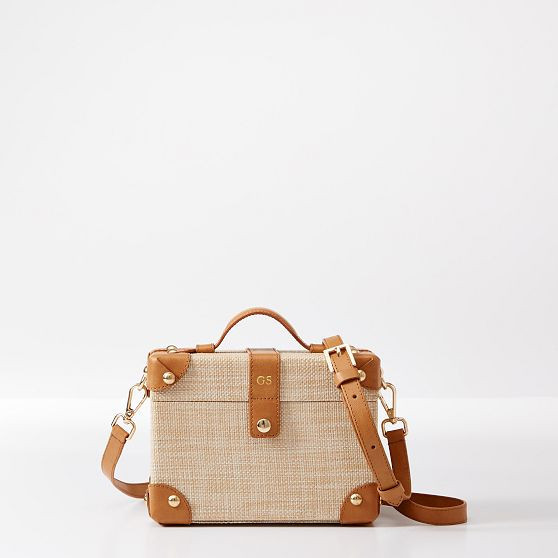 Montauk Raffia Crossbody Bag, Camel | Mark and Graham