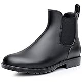 Amazon.com | Asgard Women's Short Rain Boots Waterproof Black Elastic Slip On Ankle Booties, 7, B... | Amazon (US)