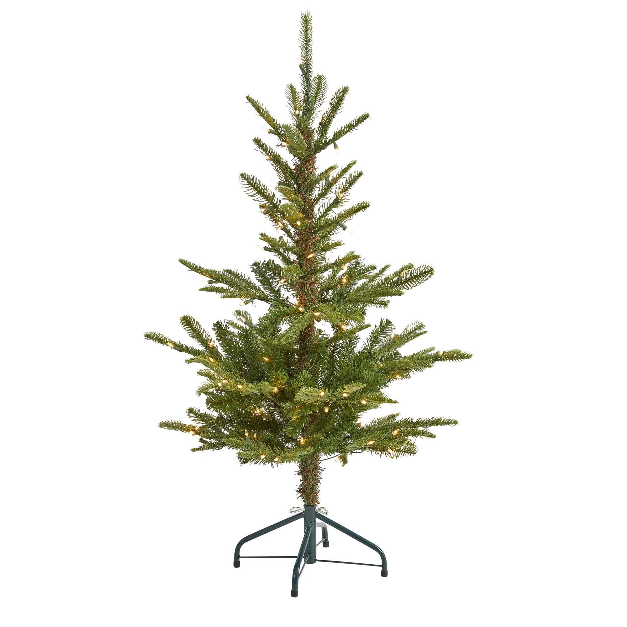 4’ Layered Washington Spruce Artificial Christmas Tree with 100 Clear LED Lights and 189 Bendab... | Nearly Natural