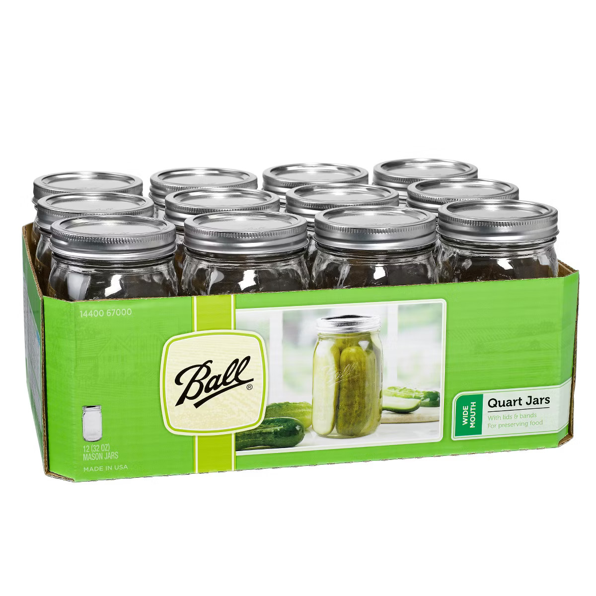 Ball 32oz 12pk Glass Wide Mouth Mason Jar with Lid and Band | Target