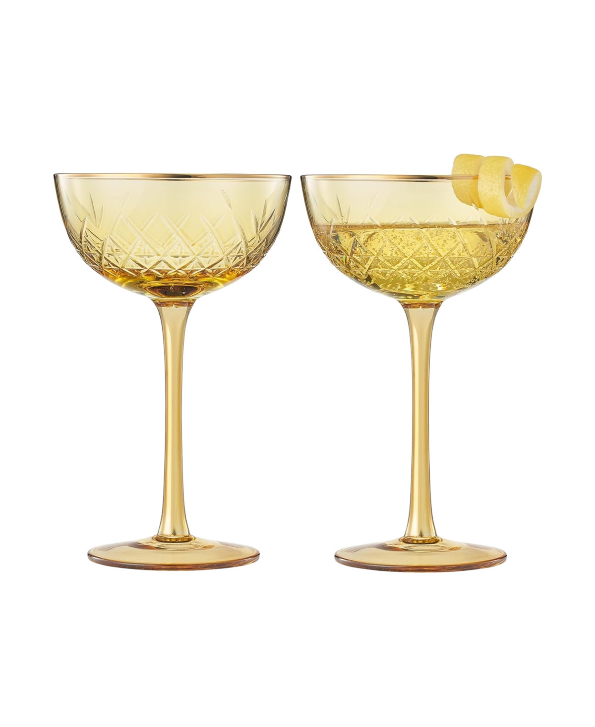 The Wine Savant Vintage Art Deco Coupe Glasses, Set of 2 - Yellow | Macy's