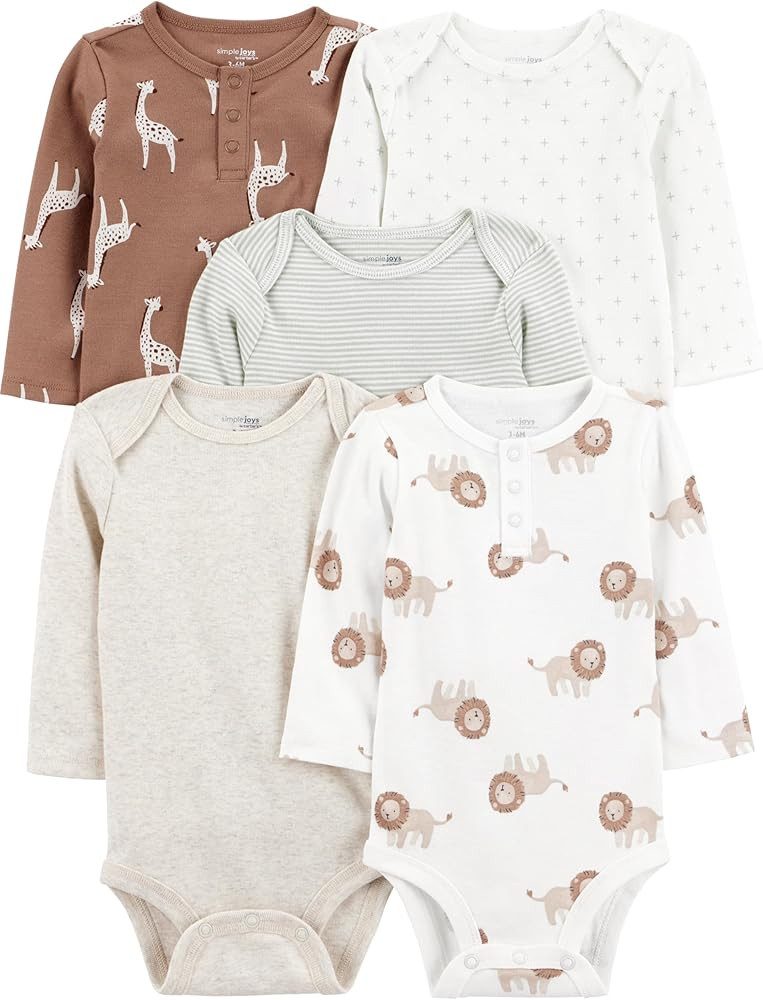 Simple Joys by Carter's Unisex Baby 5-pack Long-sleeve Bodysuit | Amazon (US)