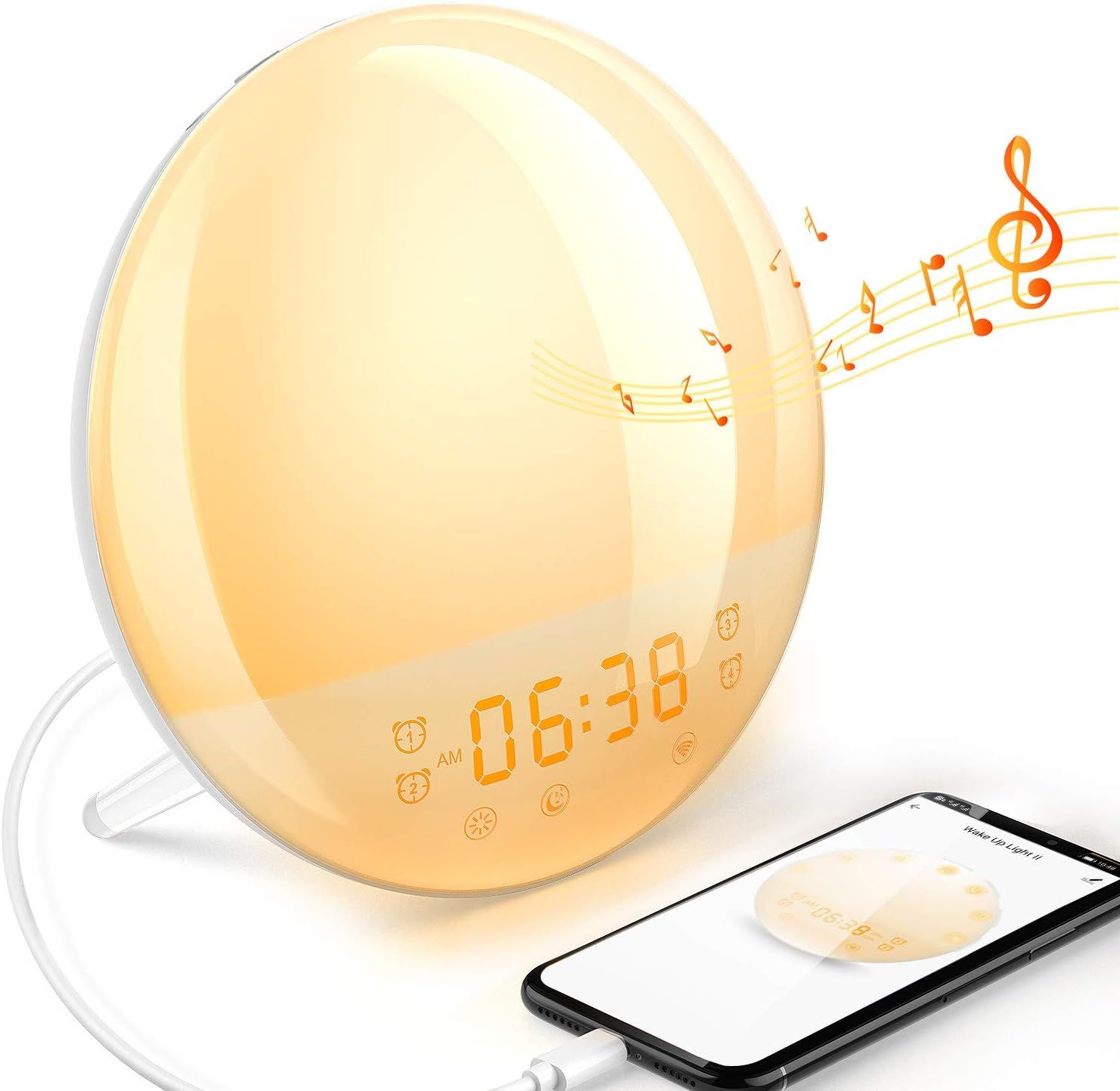 Dekala Smart Wake Up Light Sunrise Alarm Clock for Bedroom 7 Color Bedside Lamp Night Light FM Radio | Amazon (US)