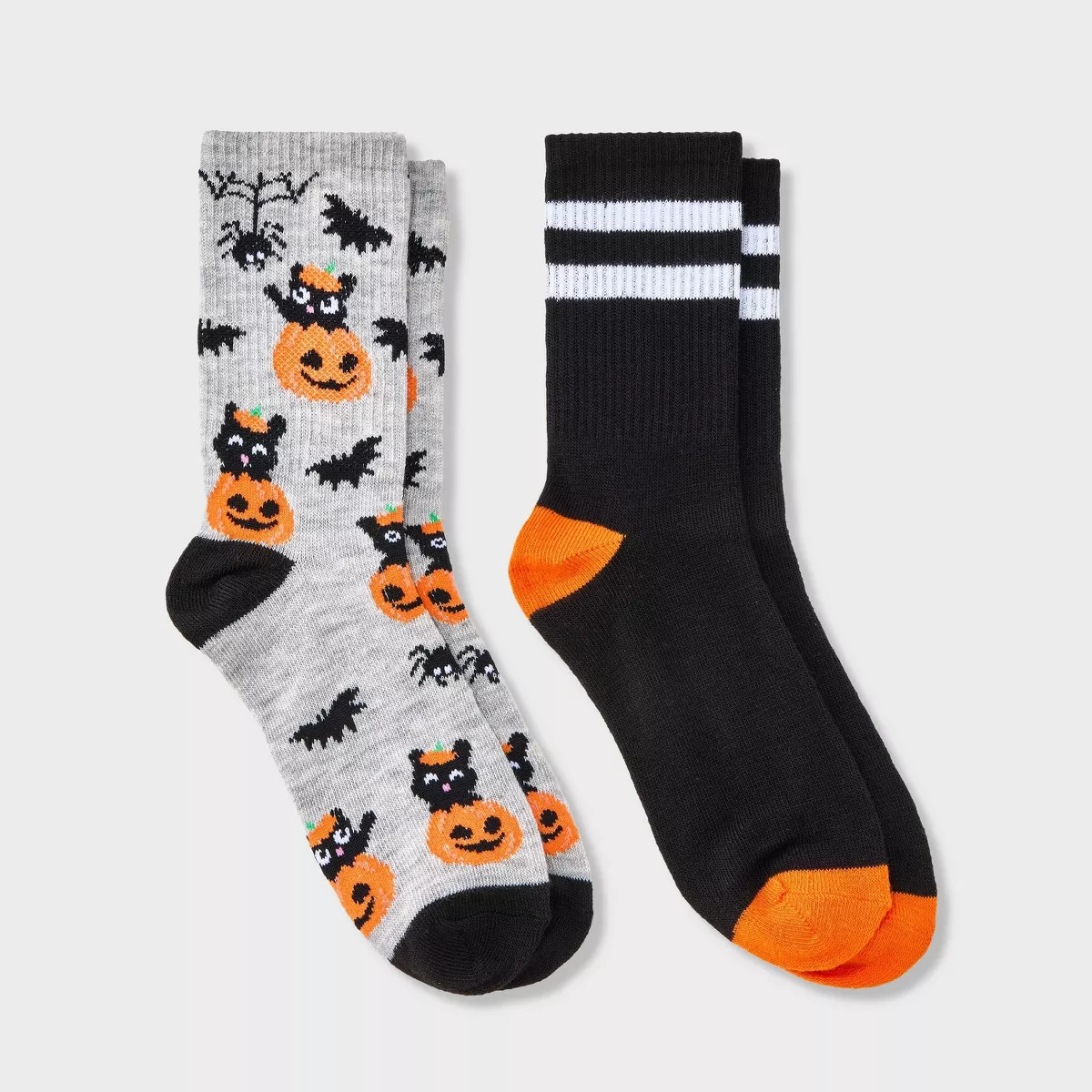 Girls' 2pk Pumpkin Halloween Crew Socks - Cat & Jack™ M | Target