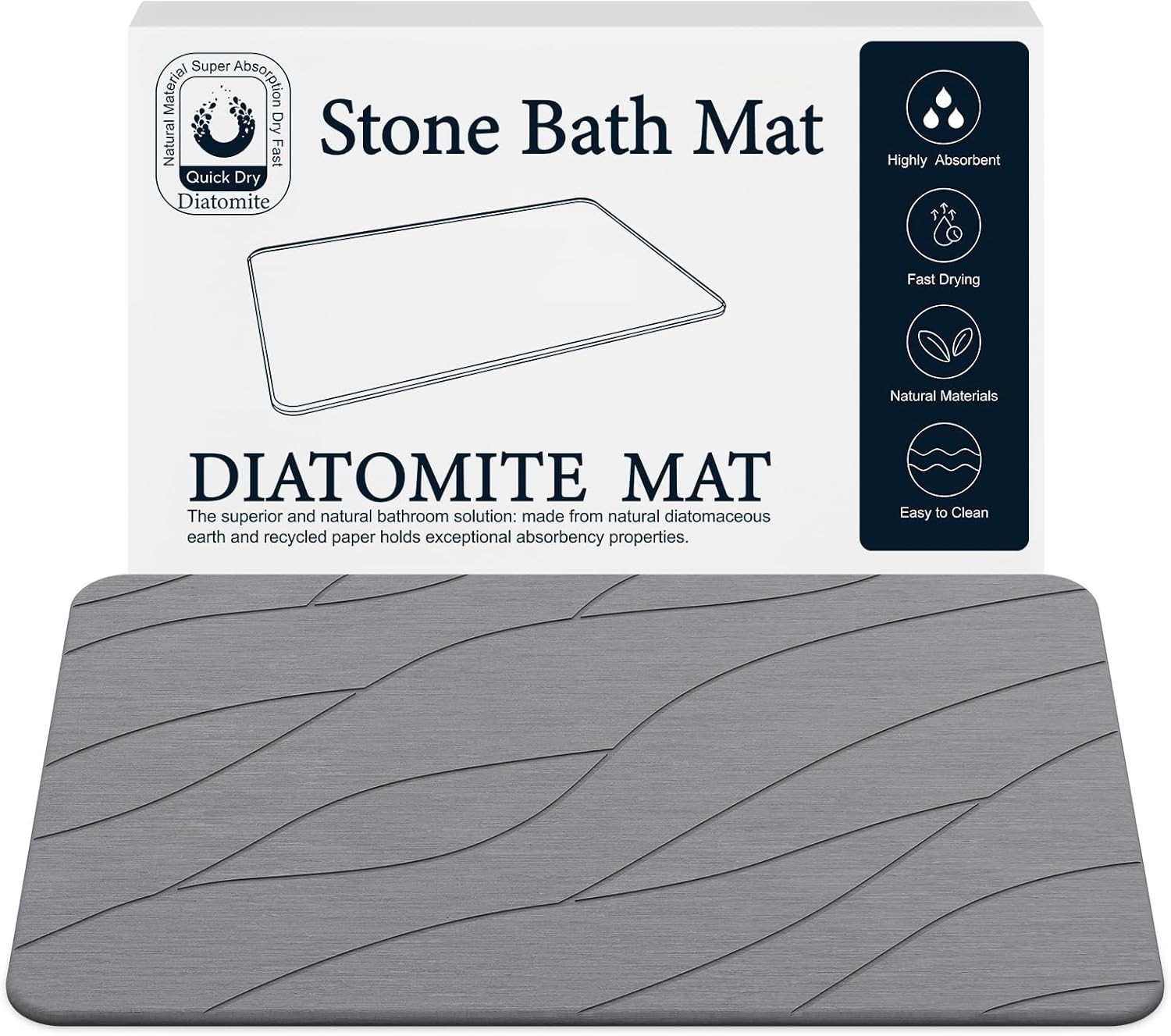 Closefriend Diatomite Stone Bath Mat - Fast Drying Bathroom Mat Stone, Diatomaceous Earth Bath Ma... | Amazon (US)