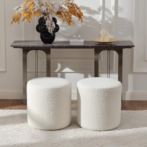 KINWELL Modern Round Boucle Upholstered Ottoman Set of 2, Multi-Functional Sofa Footrest, Side Ta... | Amazon (US)