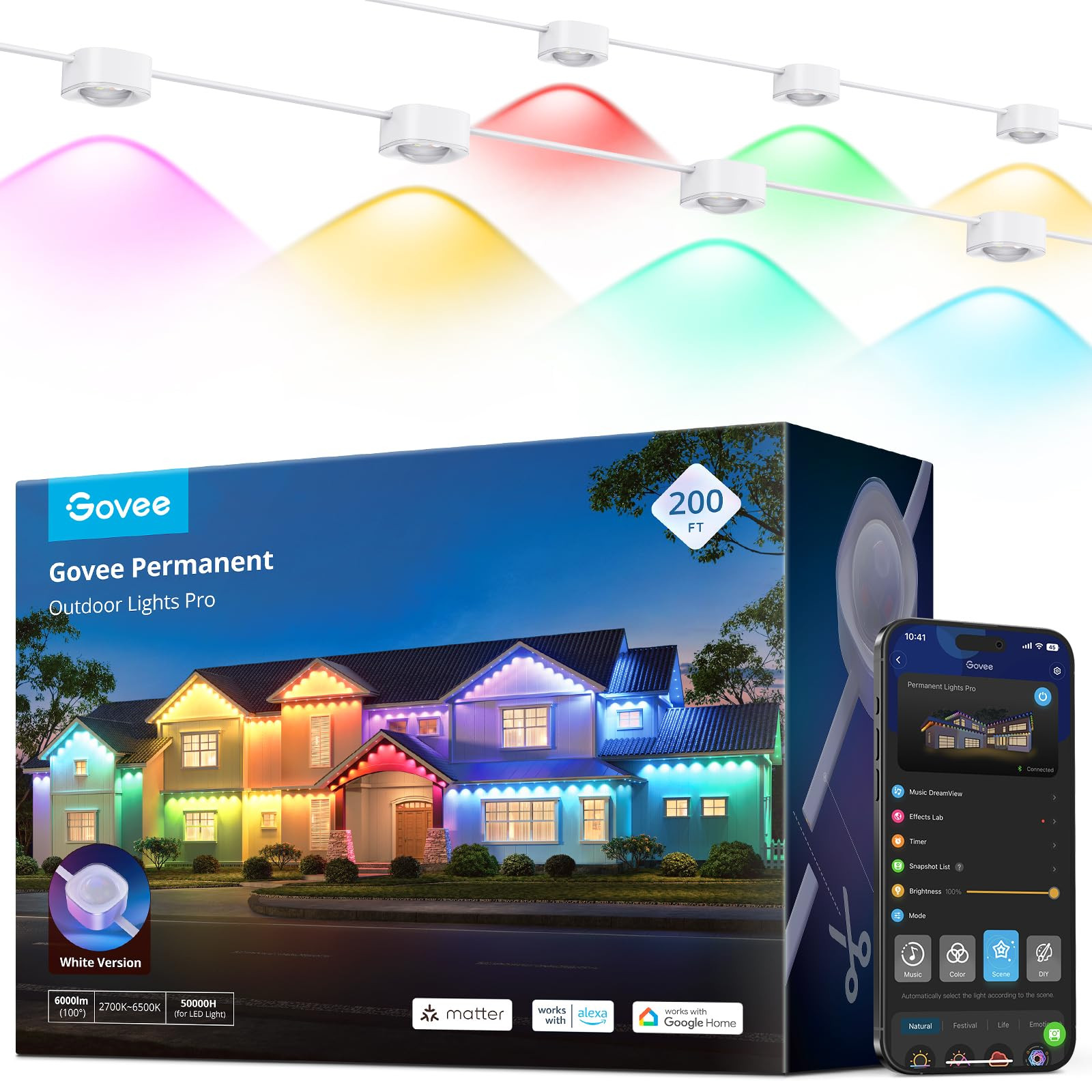 Govee Permanent Outdoor Lights Pro, 200ft with 120 RGBIC LED Lights for Daily and Accent Lighting... | Amazon (US)