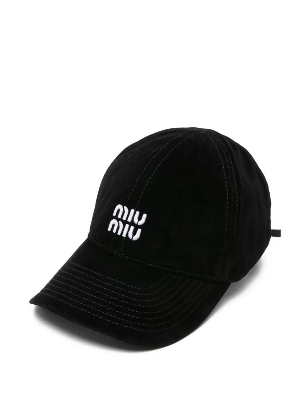 Miu Miu logo-embroidered Cap | Black | FARFETCH UK | Farfetch Global