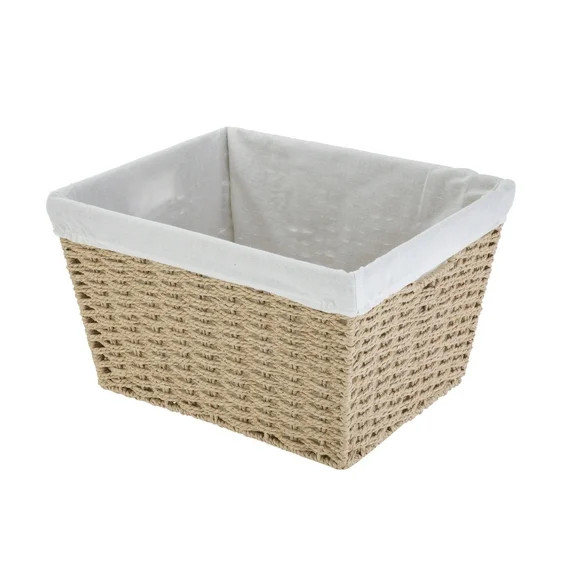 Mainstays Medium Tan Woven Paper Rope Decorative Storage Basket with Removable Liner, 13 in x 7.8... | Walmart (US)