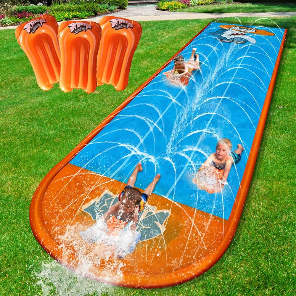 Slip Water Slide, 17ftx3 Lane Slip Water Slide for Kids Backyard Lawn,Summer Water Toys Outdoor S... | Amazon (US)