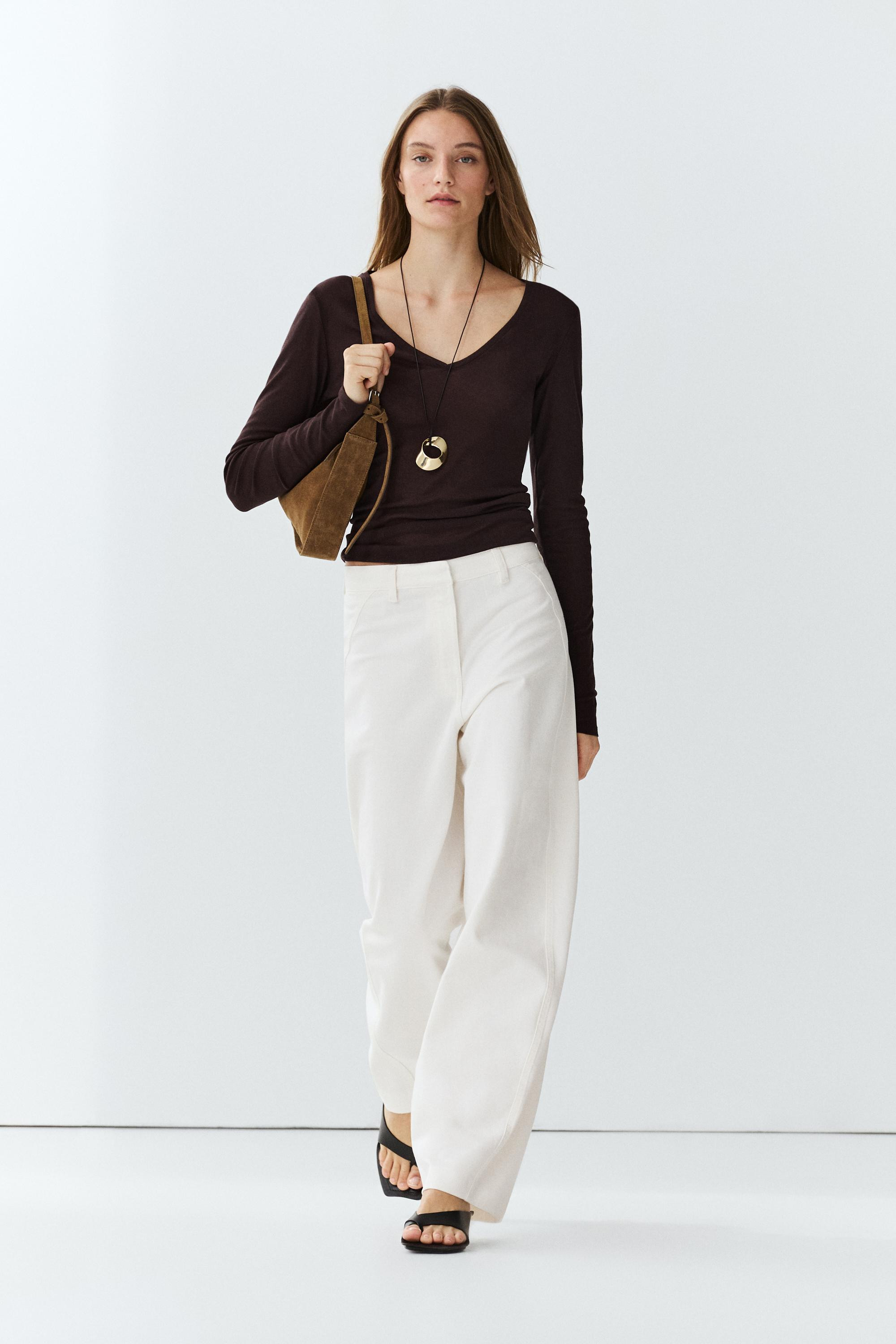 100% cotton barrel-fit pants | Massimo Dutti US