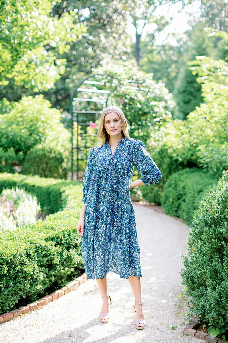 Cotton Lawn Midi Day Gown in Bluebell | Beverly Drive