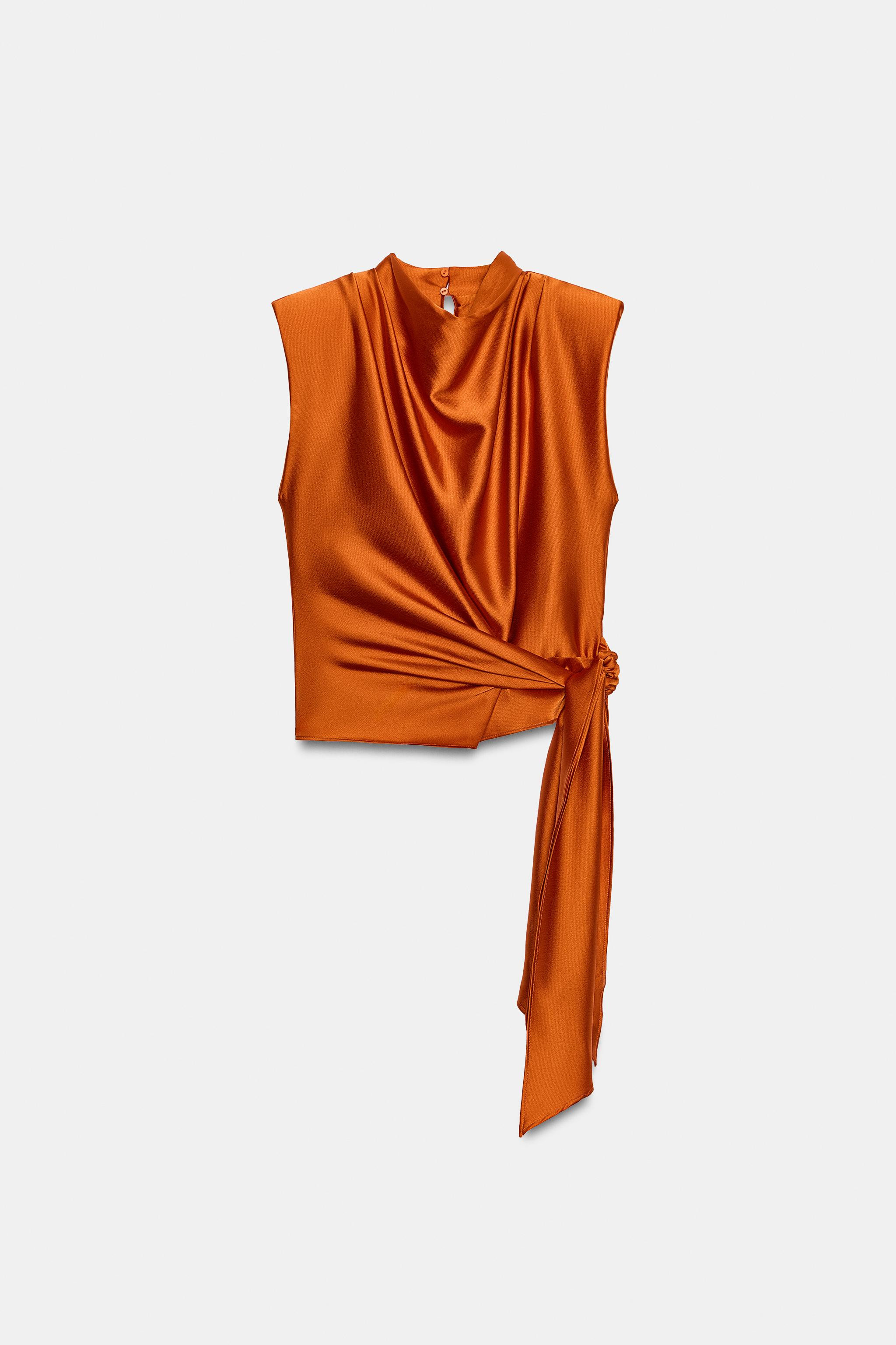 KNOTTED SATIN EFFECT SHOULDER PAD TOP | Zara US
