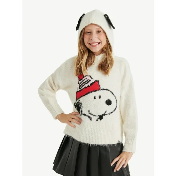 Justice x Snoopy Girls Hooded Sweater, Sizes XS - XLP | Walmart (US)