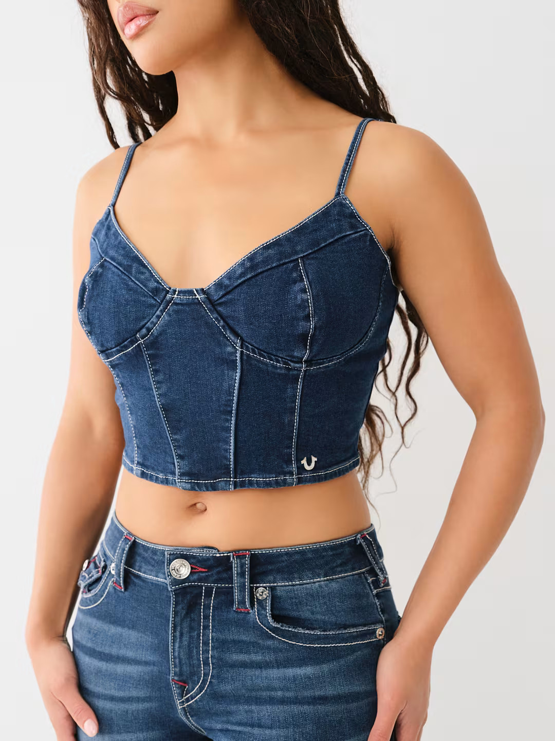 DENIM ZIP UP BUSTIER TOP | True Religion