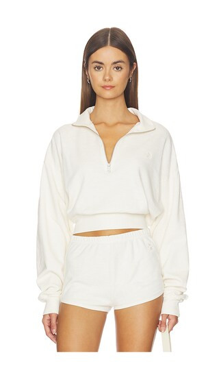 Cropped Half-zip Sweatshirt in Bone | Revolve Clothing (Global)