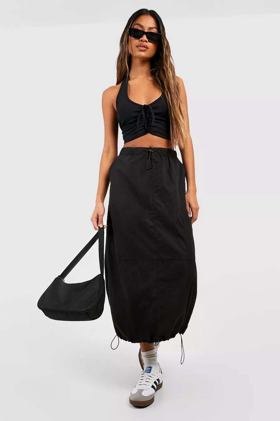 Parachute Drawcord Toggle Detail Midaxi Skirt | Boohoo.com (US & CA)