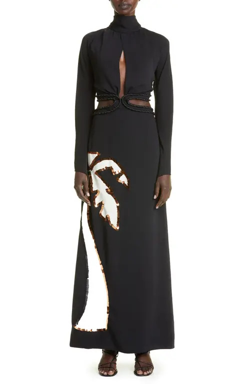 Johanna Ortiz Cielo Profundo Long Sleeve Maxi Dress in Black at Nordstrom, Size 6 | Nordstrom