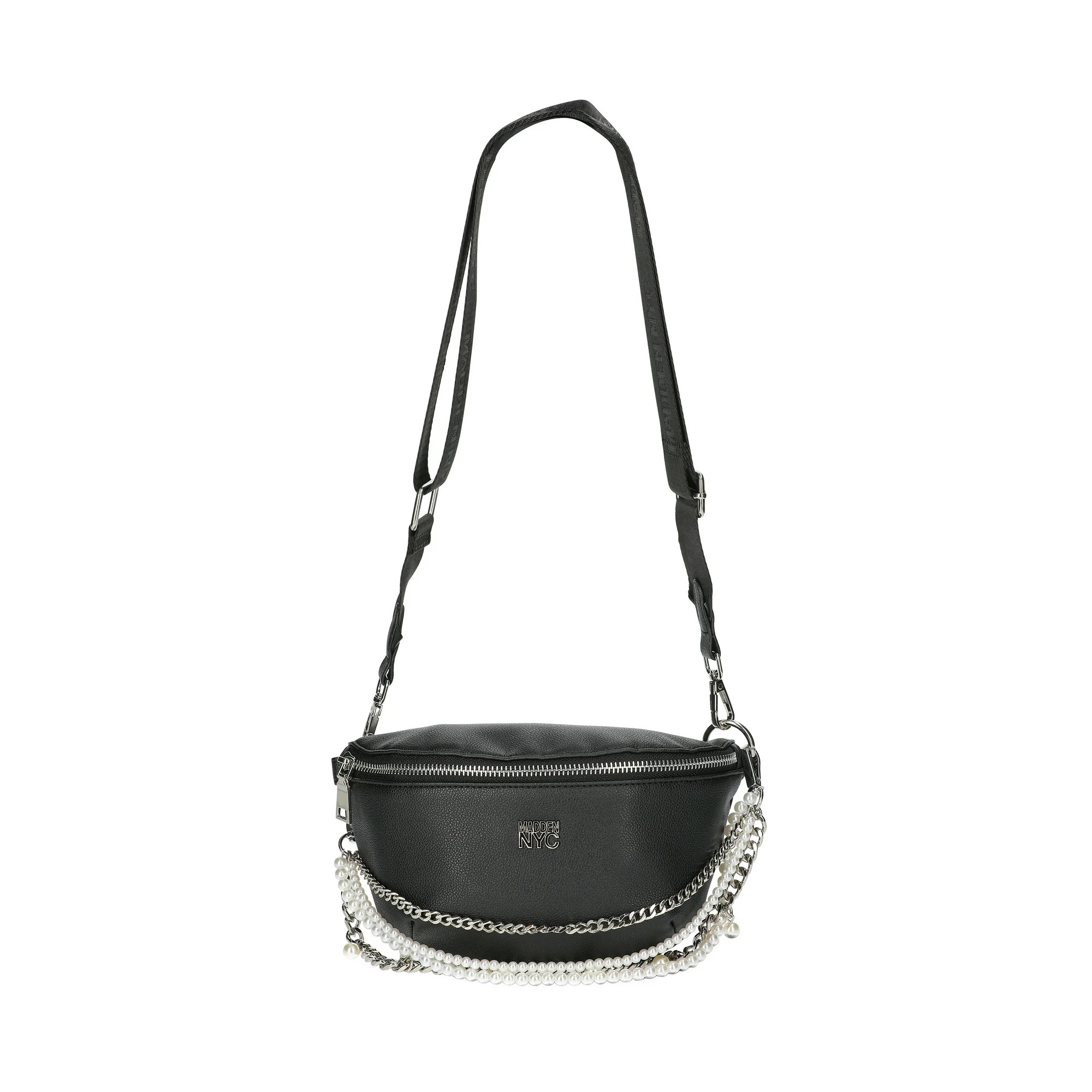 Madden NYC Women's Faux Pearl and Chain Fannypack, Black | Walmart (US)