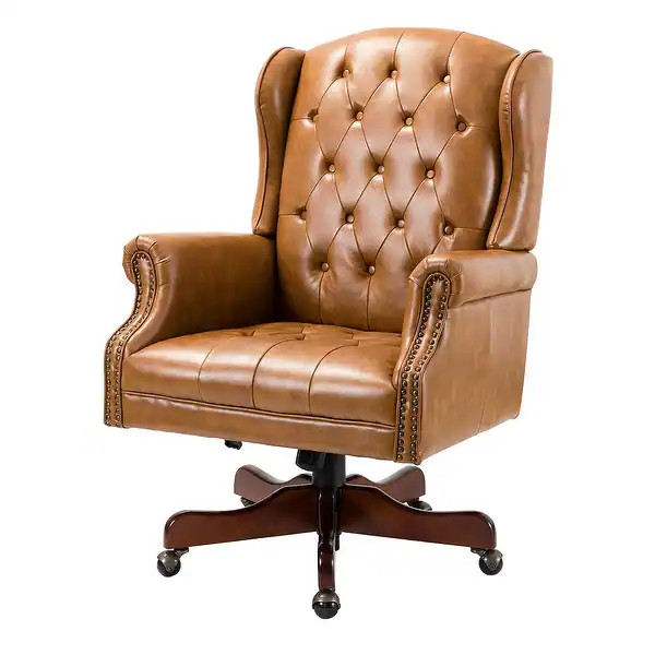 Maximiliano Modern Swivel Executive Chair with Tufted Back by HULALA HOME - BROWN | Bed Bath & Beyond
