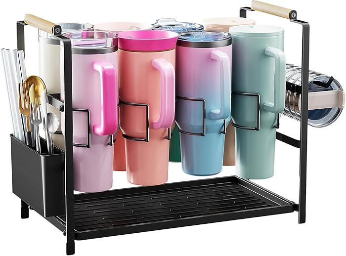 Housolution Water Bottle Organizer Drying Rack for 40 oz Tumbler with Handle, Multifunctional Cup... | Amazon (US)