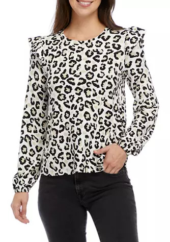 Women's Long Sleeve Julianna Ruffle Shoulder Top | Belk