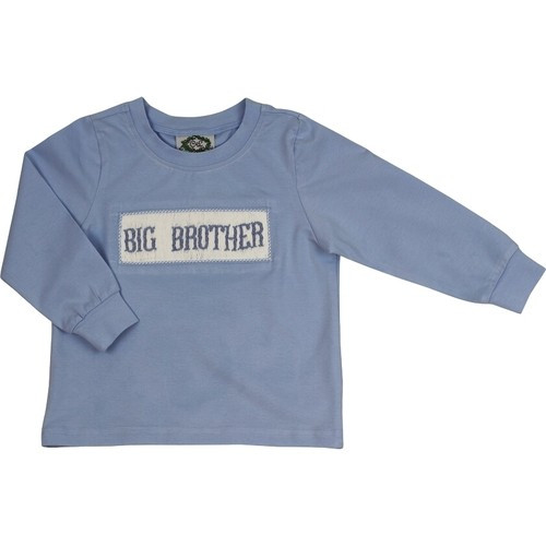 Blue Knit Smocked "Big Brother" Long Sleeve Shirt* | Cecil and Lou