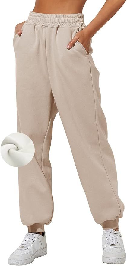 Yovela Womens High Waisted Baggy Sweatpants Comfy Cotton High Waist Jogger Pants Y2k Trendy Loung... | Amazon (US)