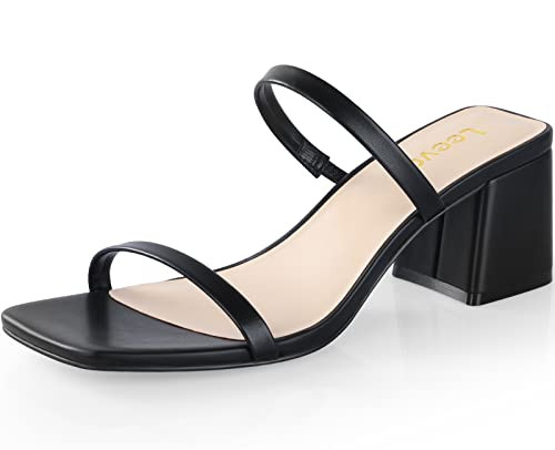 Leevar Square Toe Heeled Sandals for Women - Women's Low Block Heels Sandals - 2.25IN Open Toe An... | Amazon (US)